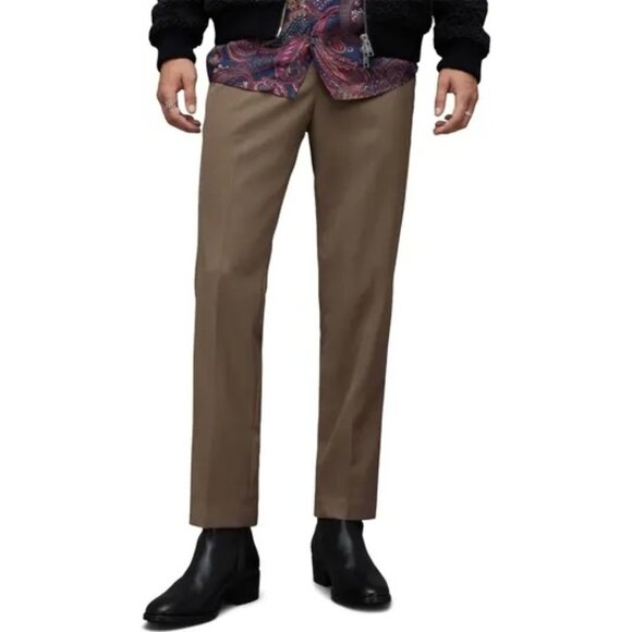 AllSaints Talia Wool Blend Trousers in Khaki Green - Picture 2 of 5